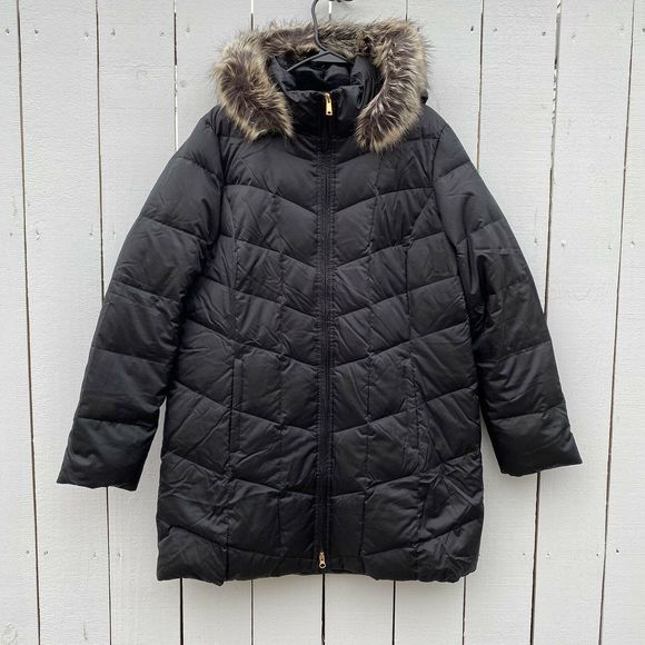 Lands' End Jackets & Coats Lands End Down Insulated Faux Fur Trim